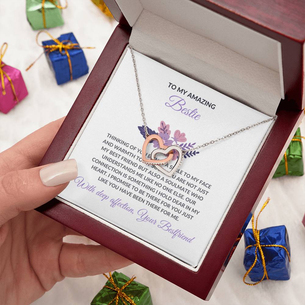Friendship Necklace | To My Amazing Best Friend - Interlocking Hearts Necklace