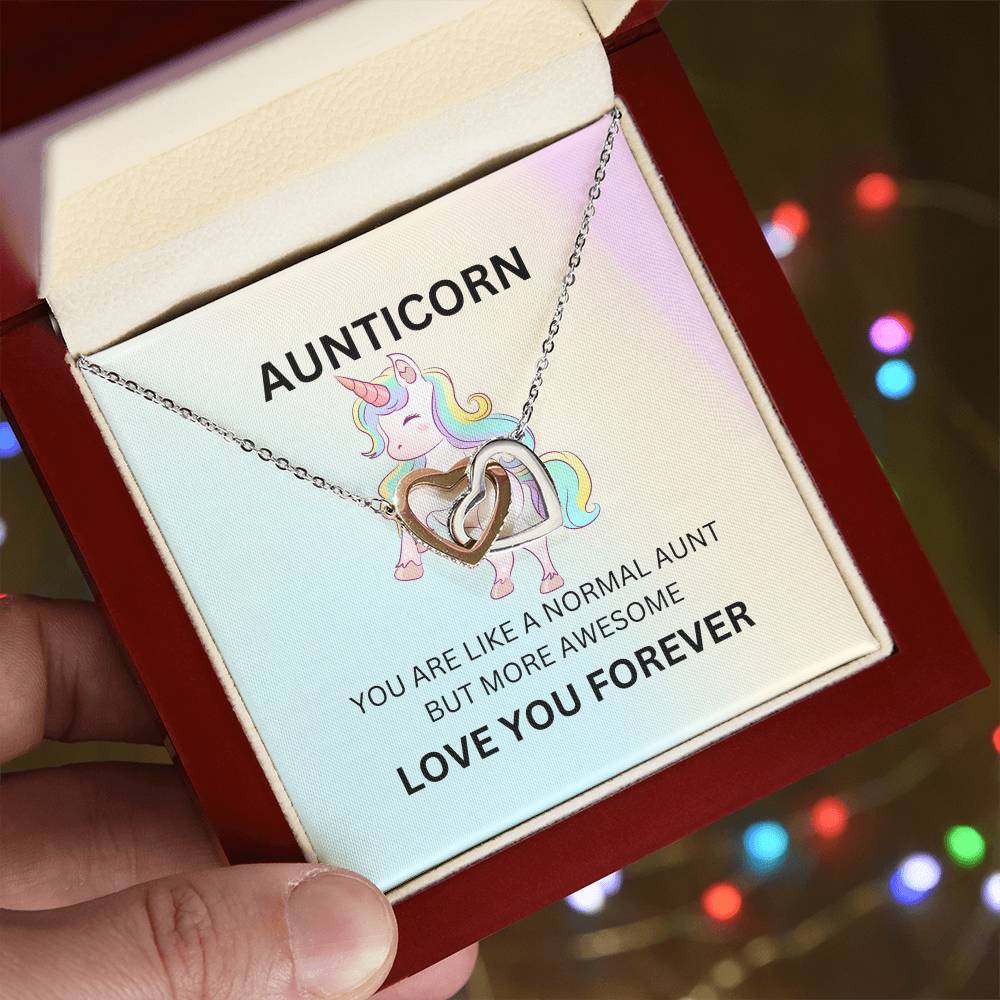 To My Aunticorn – Unique Hearts Necklace | Fun Message Card for Aunt for Expressing Love and Gratitude - SOUVMOUR
