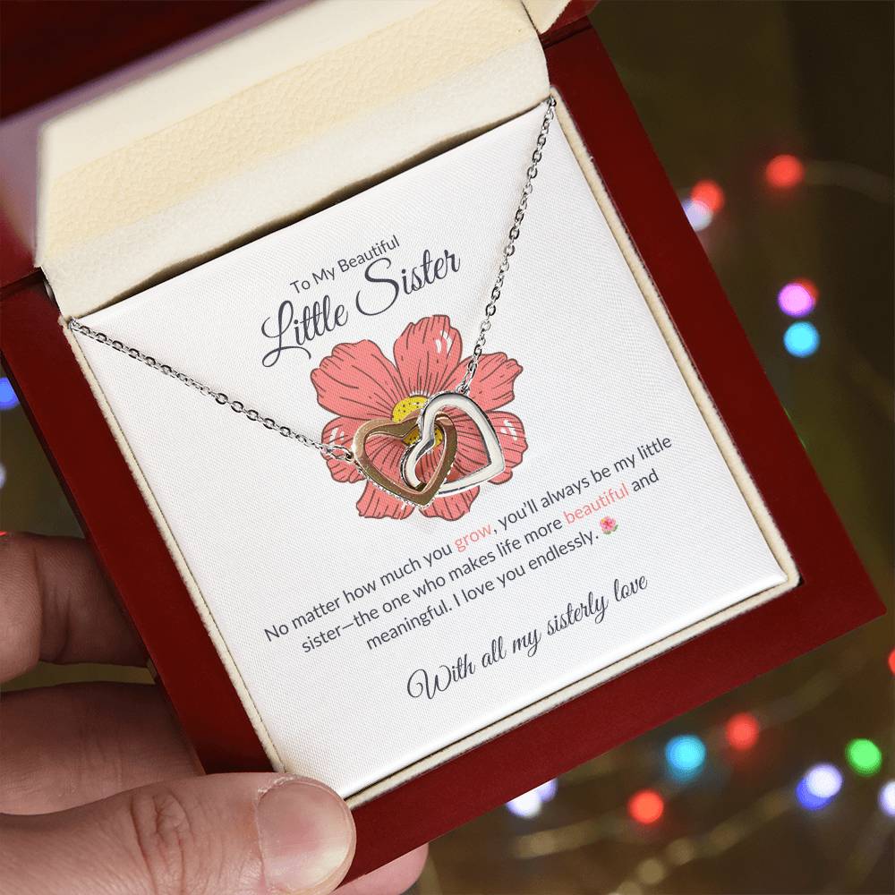 For My Precious Little Sister – Interlocking Hearts Necklace | A Heartwarming Keepsake