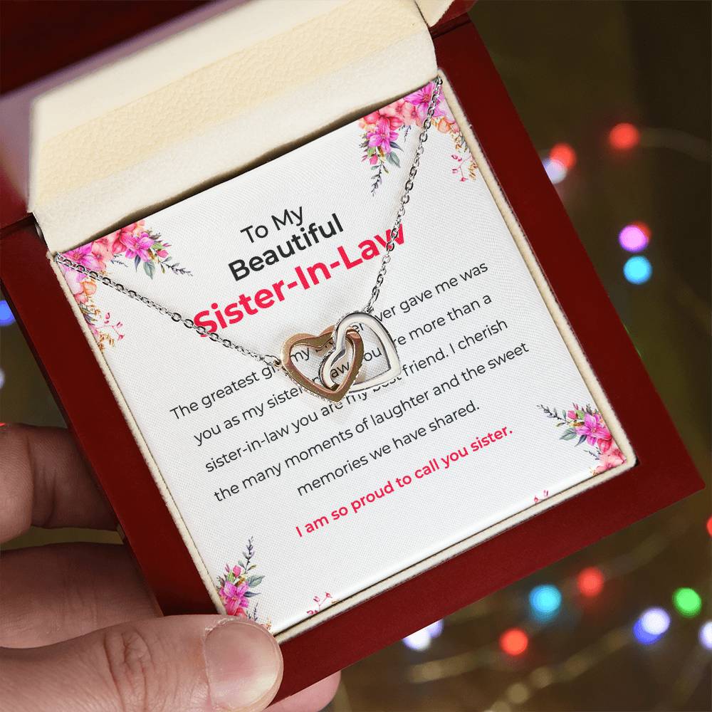 To My Beautiful Sister-in-law Necklace | Interlocking Hearts Necklace | Sister-in-Law Gift