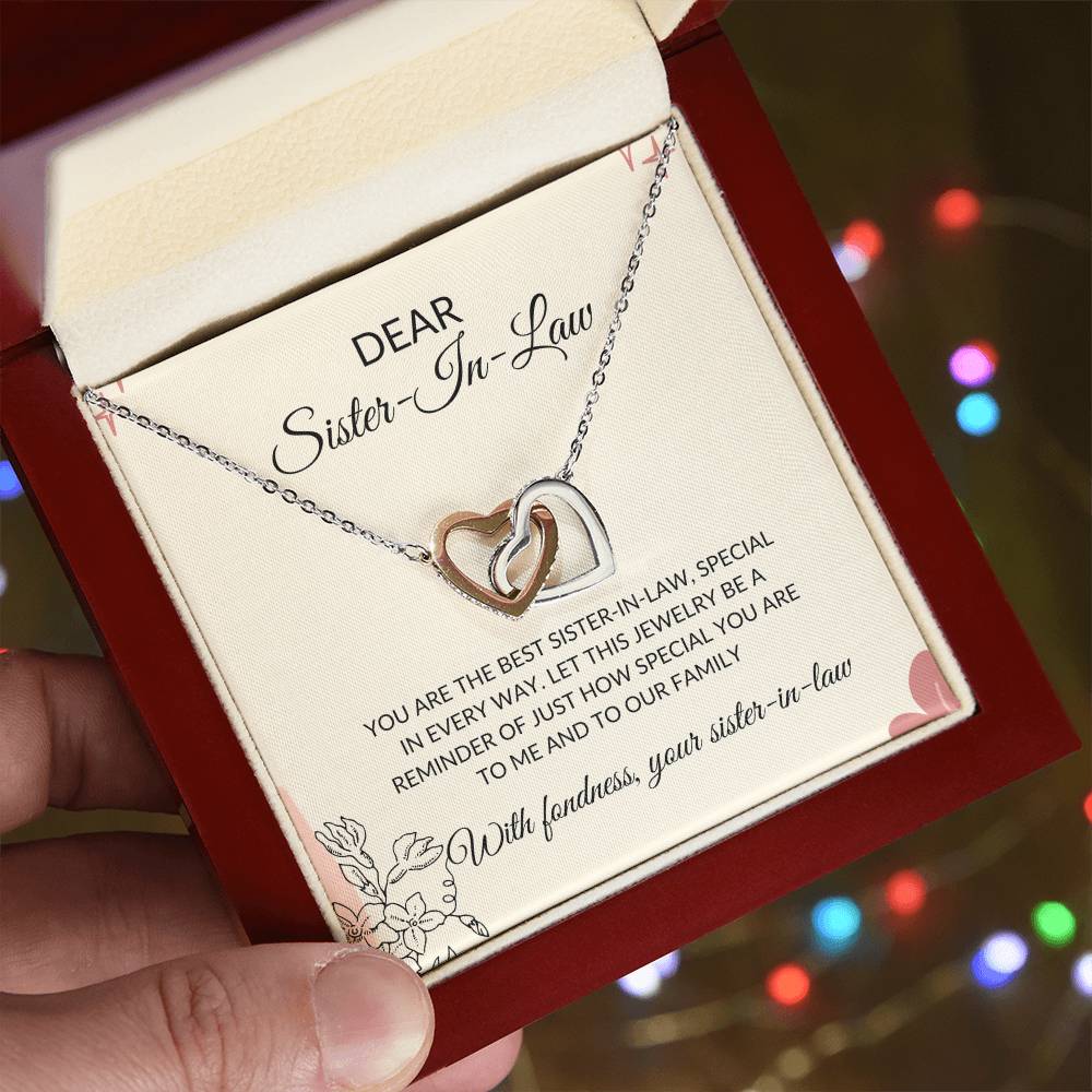 To My Dear Sister-in-law Necklace | Interlocking Hearts Necklace | Sister-in-Law Gift