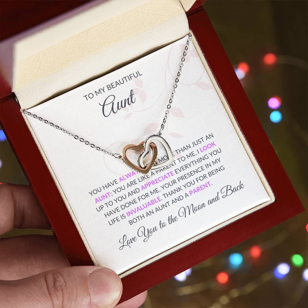 To My Beautiful Aunt Necklace – Elegant Hearts Jewelry | Message Card for Expressing Love and Gratitude - SOUVMOUR