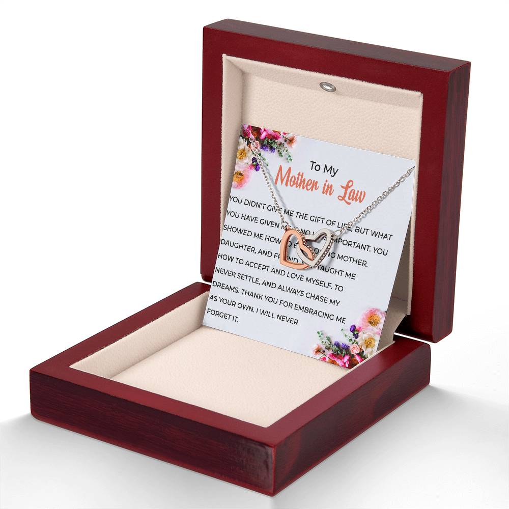 To My Cherished Mother-in-law, Interlocking Hearts Necklace with Heartfelt Words | Mother-in-law Gift