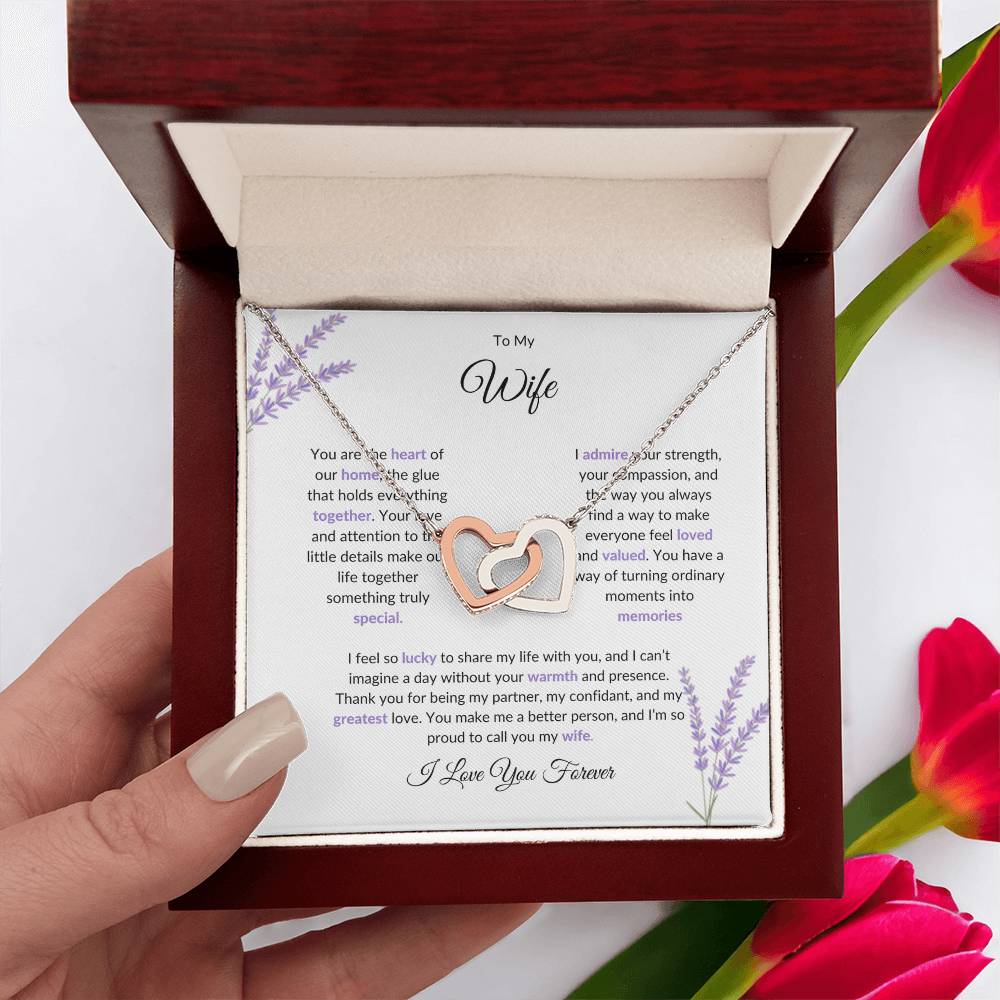 To My Wife, The Heart of Our Home | Heart-Shaped Pendant Gift for Her
