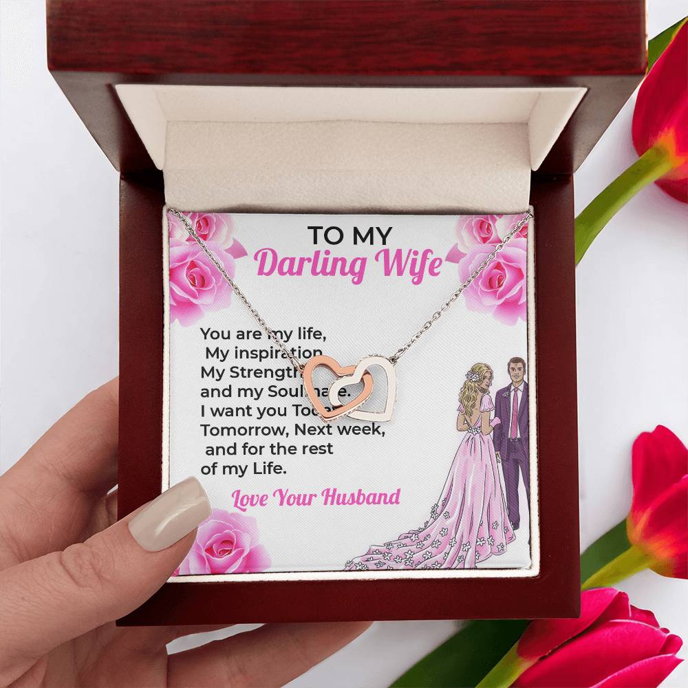To My Darling Wife, My Life - Heart-Shaped Necklace Gift for Her