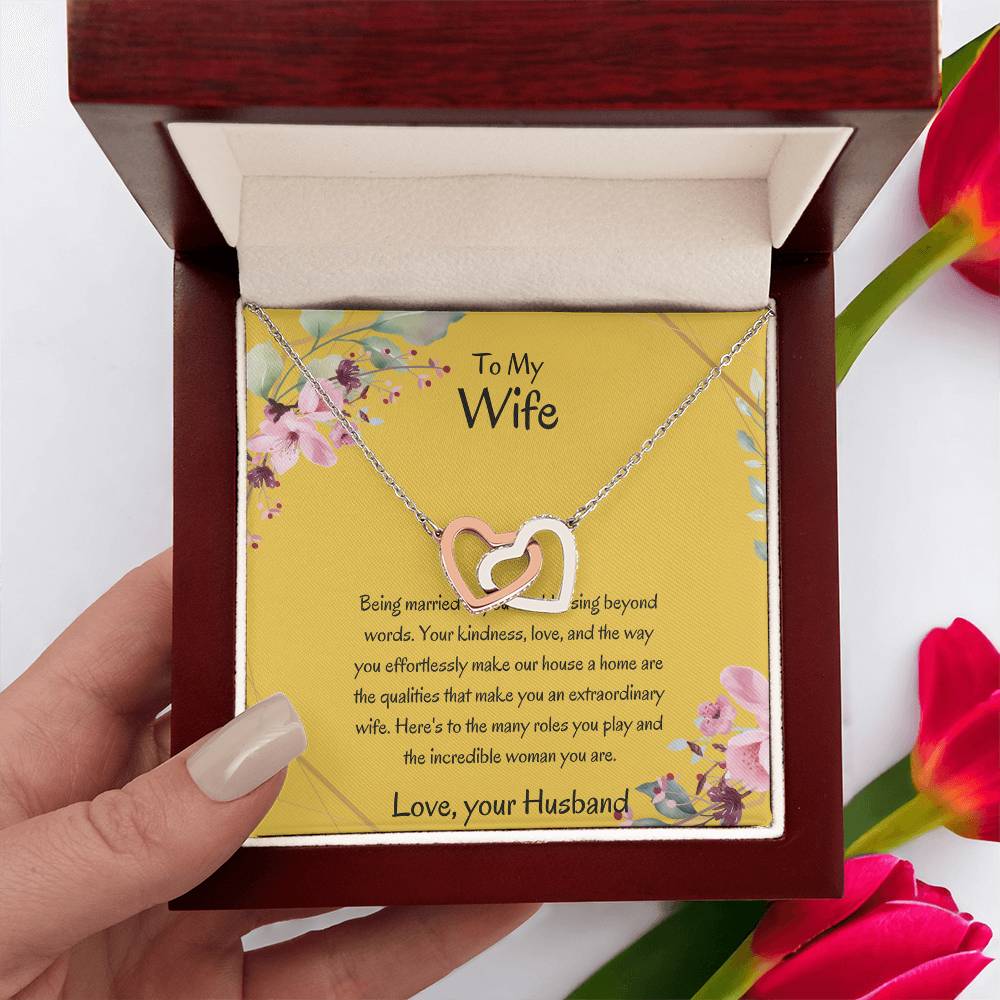 To My Wife, My Wonderful Partner - Romantic Heart-Shaped Necklace Gift