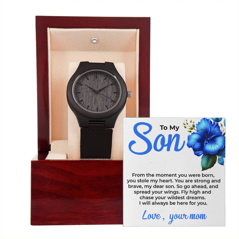 To My Dear Son | Wooden Watch Gift from Mom | Elegant Timepiece Gift