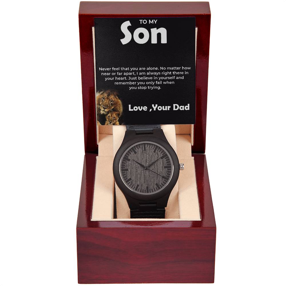 To My Brave Son | Wooden Watch Gift from Dad | Heartfelt Gift for Son