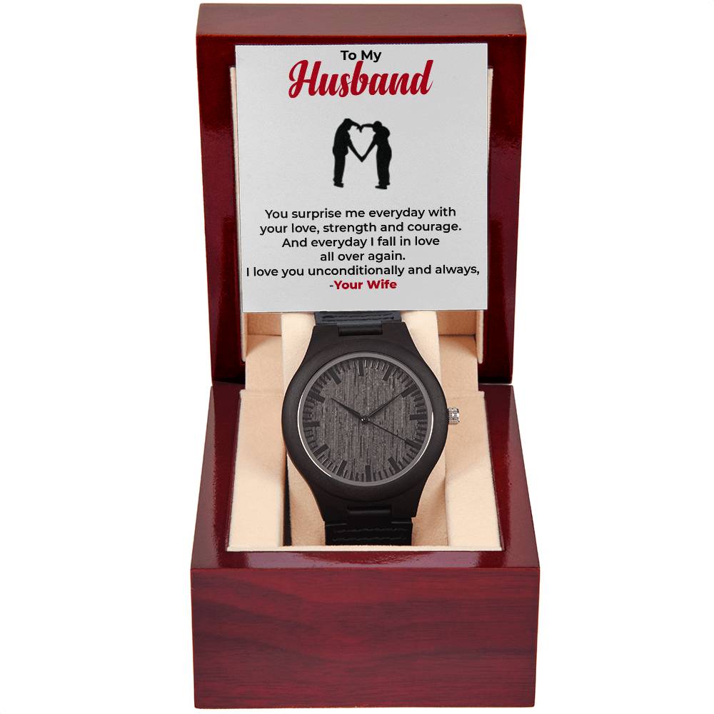 To My Husband | Classic Wooden Timepiece with Rustic Charm
