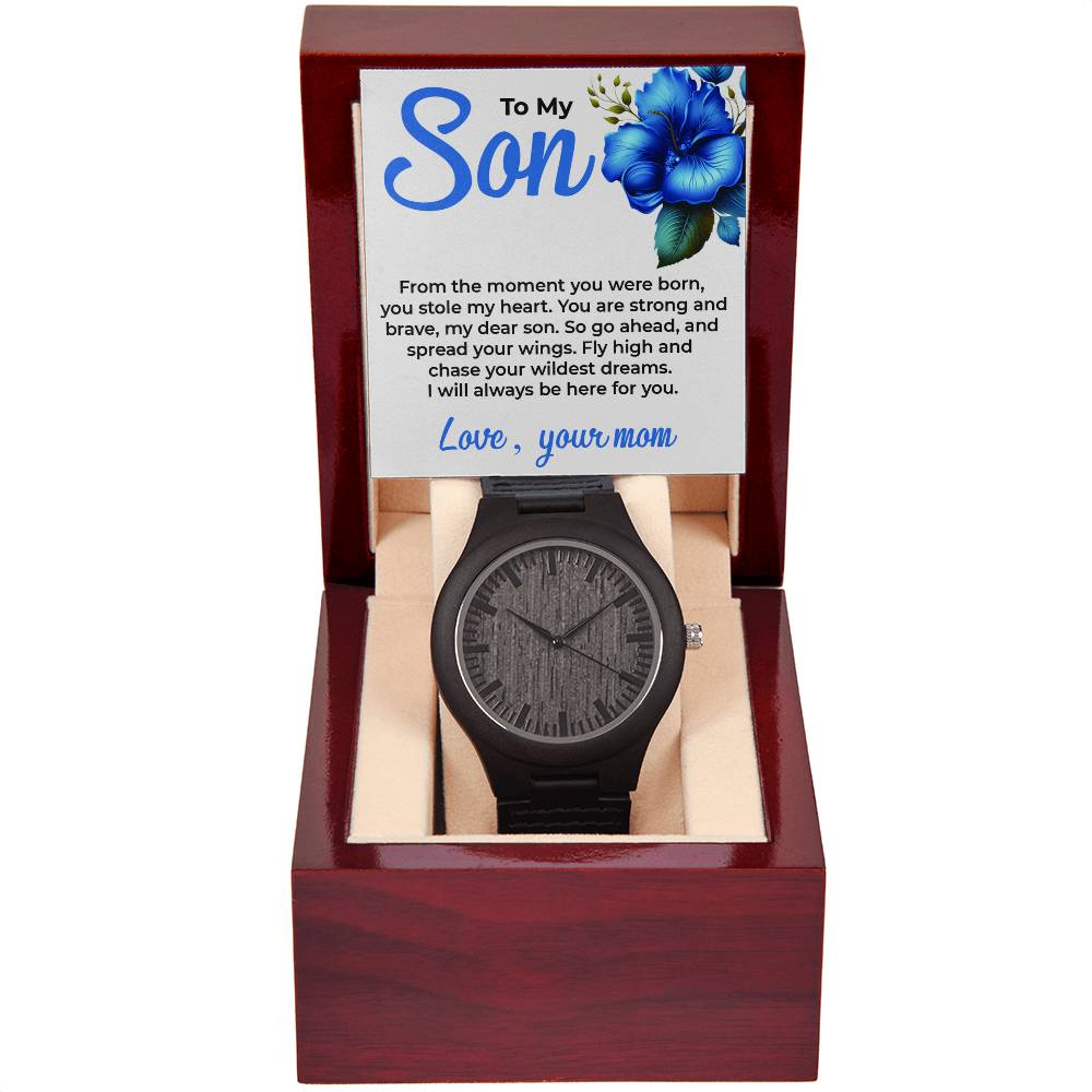 To My Dear Son | Wooden Watch Gift from Mom | Elegant Timepiece Gift