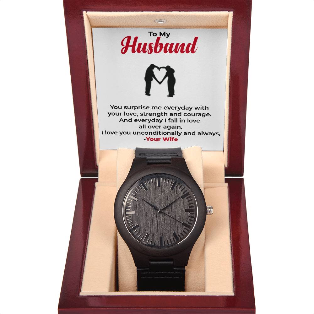 To My Husband | Classic Wooden Timepiece with Rustic Charm