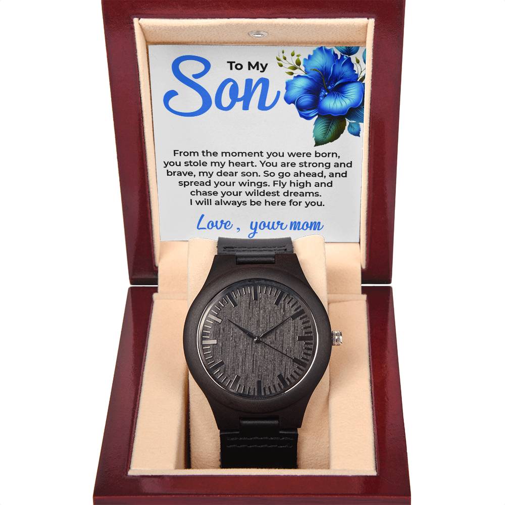 To My Dear Son | Wooden Watch Gift from Mom | Elegant Timepiece Gift