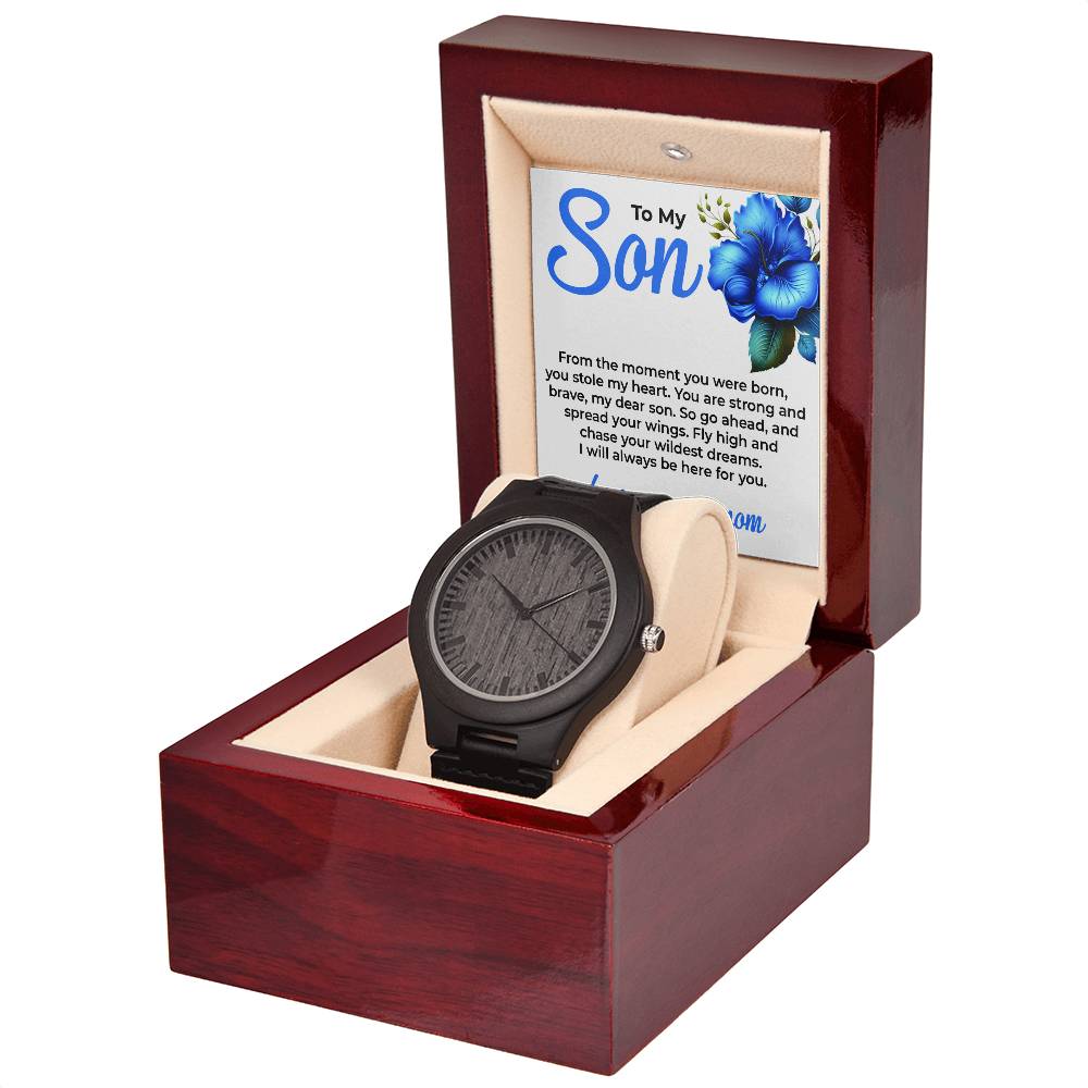 To My Dear Son | Wooden Watch Gift from Mom | Elegant Timepiece Gift