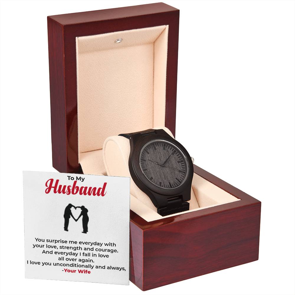 To My Husband | Classic Wooden Timepiece with Rustic Charm