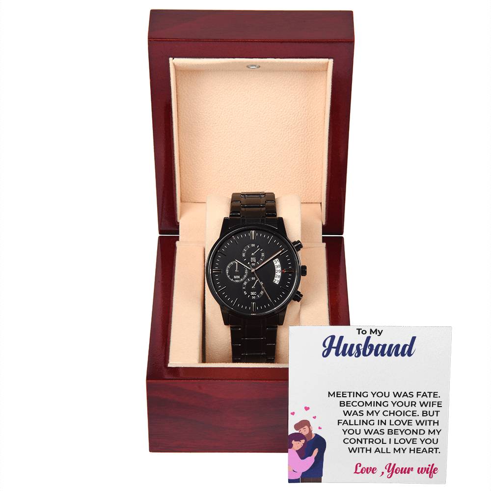 To My Husband | Modern Black Chronograph Watch Gift