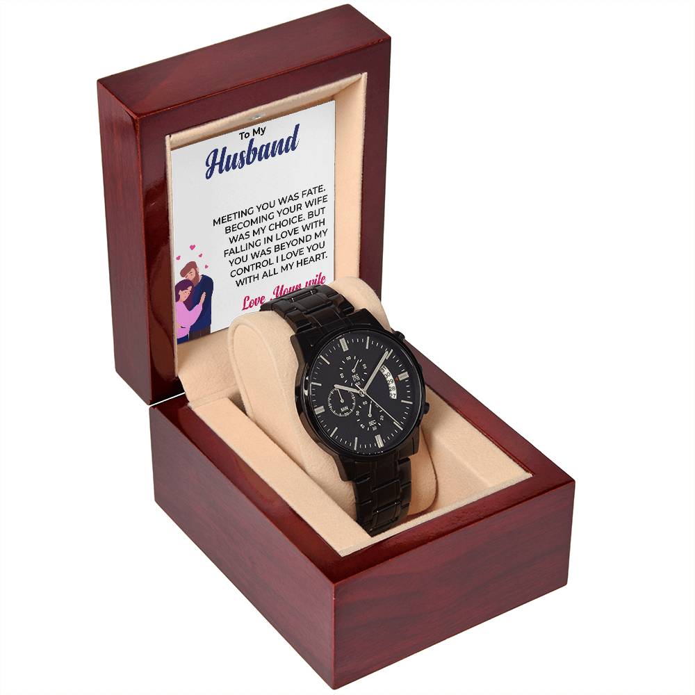To My Husband | Modern Black Chronograph Watch Gift