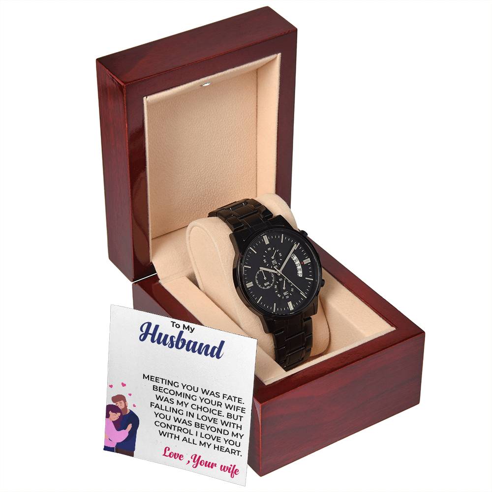 To My Husband | Modern Black Chronograph Watch Gift