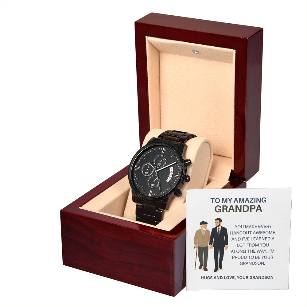 Men’s Black Chronograph Watch – Special Grandpa Gift from Grandson