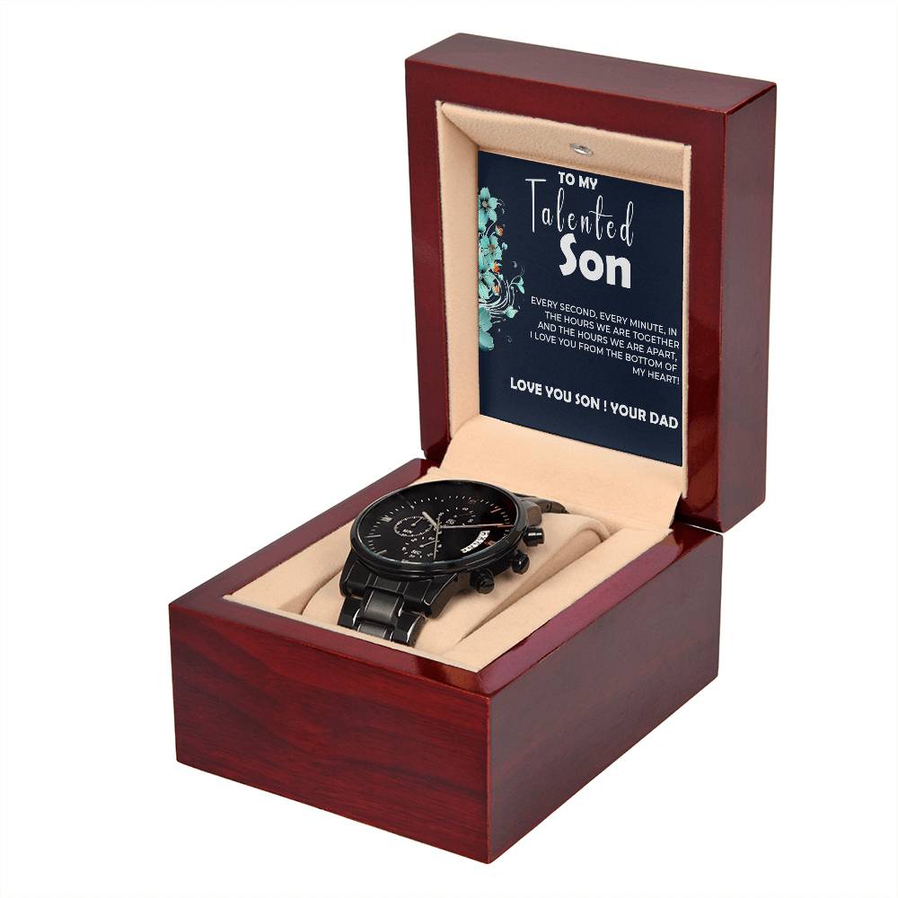 To My Talented Son | Black Chronograph Watch Gift from Dad | Stylish Son Gift