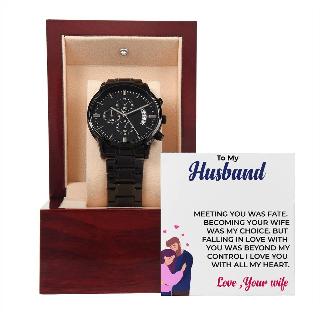 To My Husband | Modern Black Chronograph Watch Gift