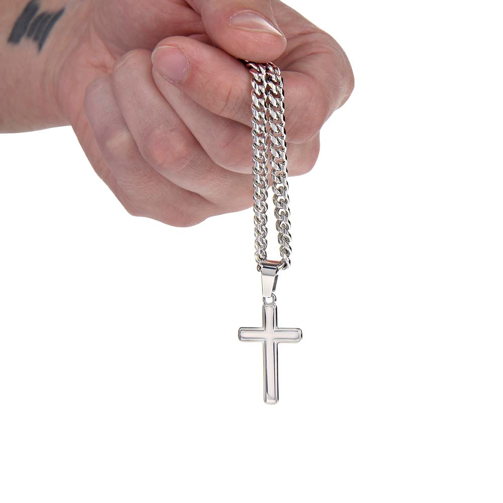 For My Dear Husband | Cuban Link Chain with Artisan Cross Necklace for Any Occasion