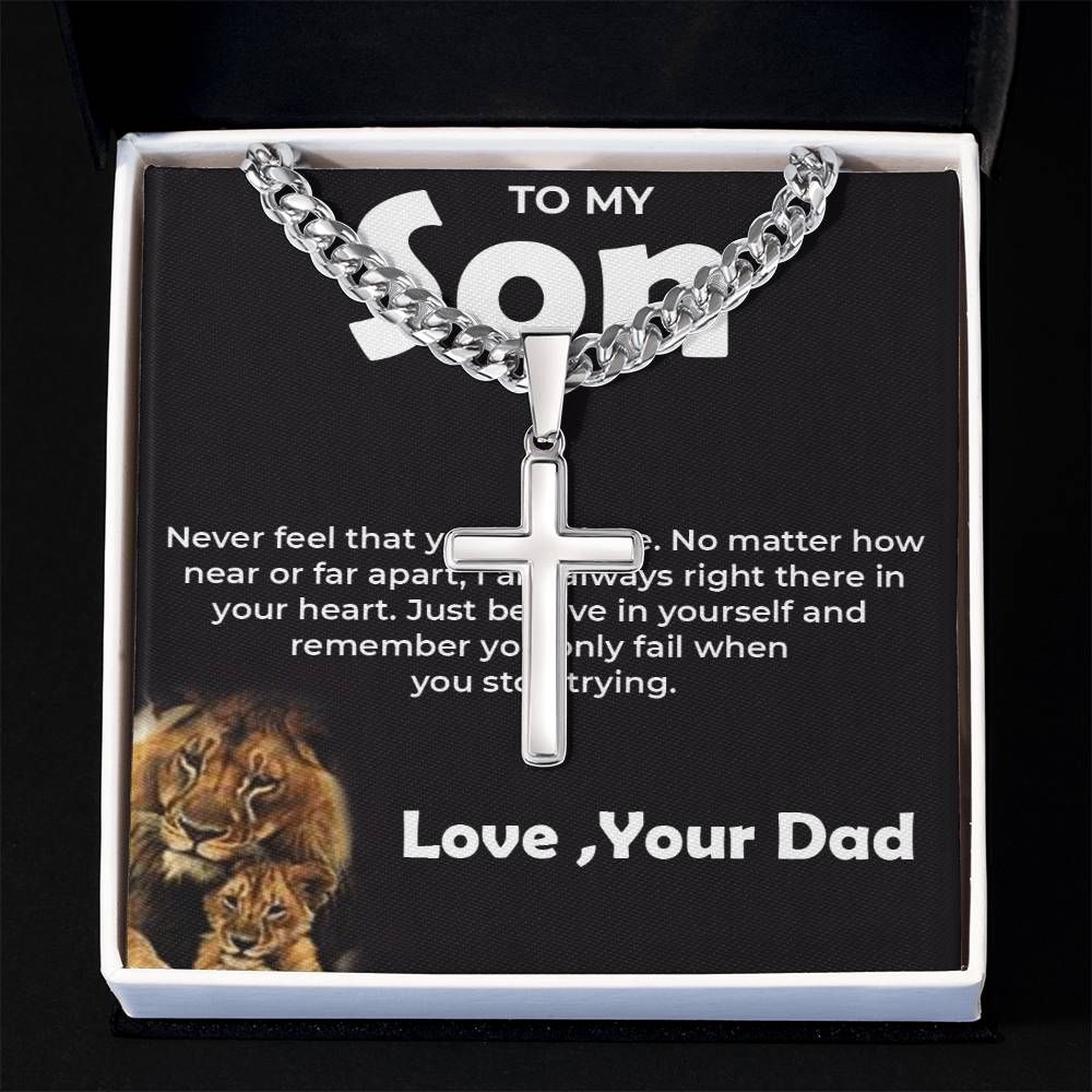 To My Brave Son | Cuban Link Chain with Artisan Cross from Dad
