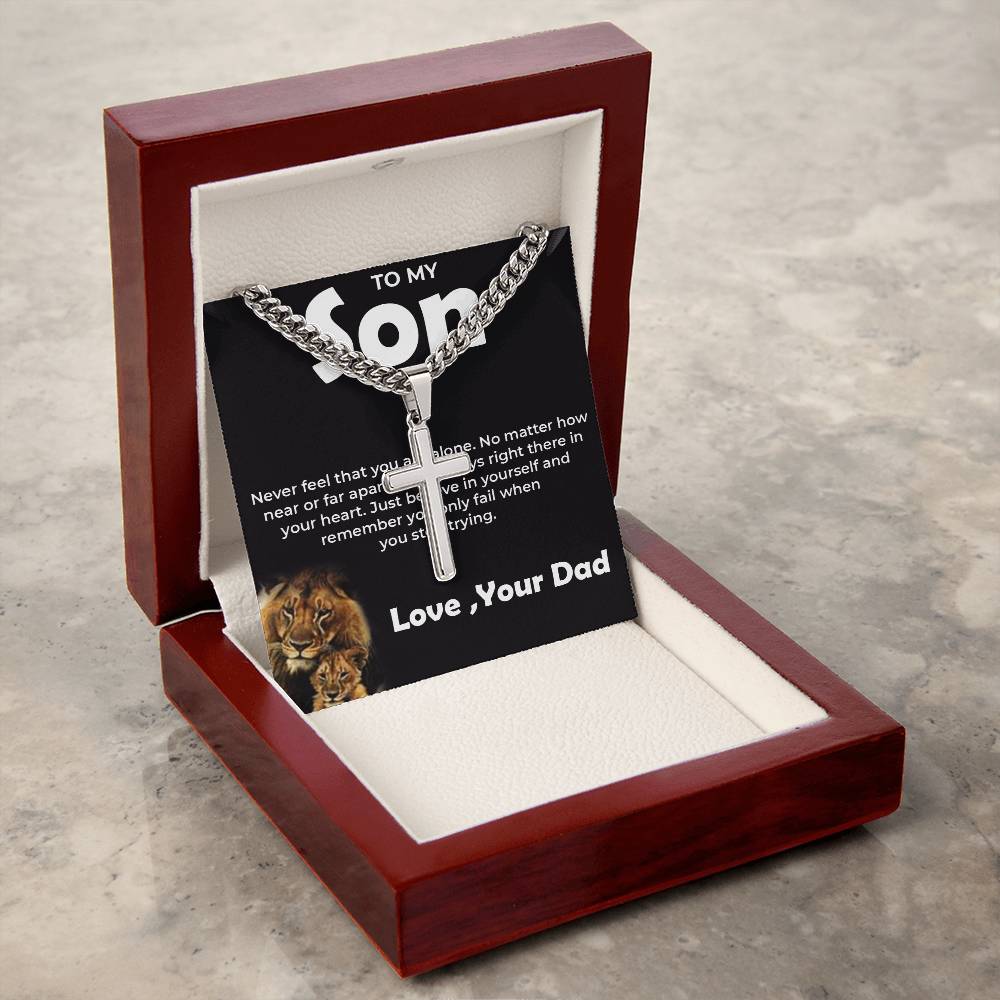 To My Brave Son | Cuban Link Chain with Artisan Cross from Dad