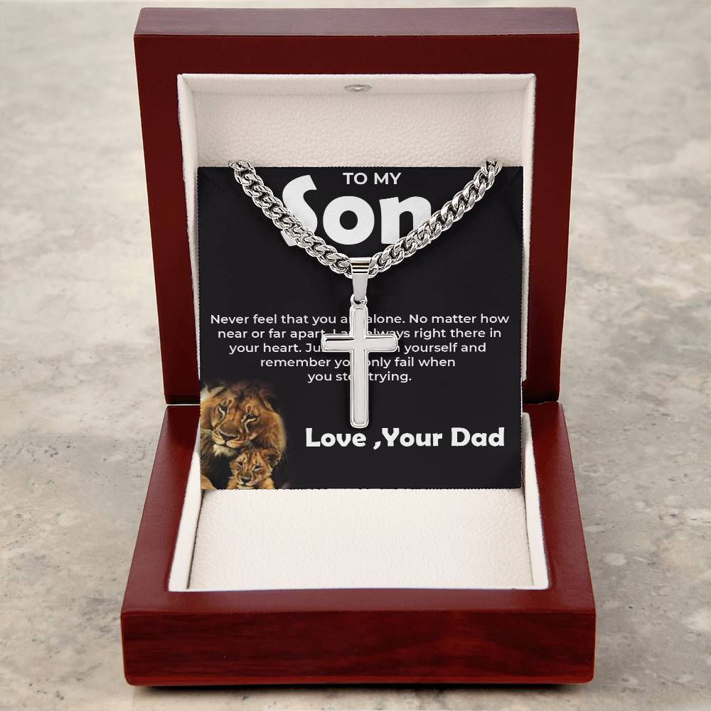 To My Brave Son | Cuban Link Chain with Artisan Cross from Dad