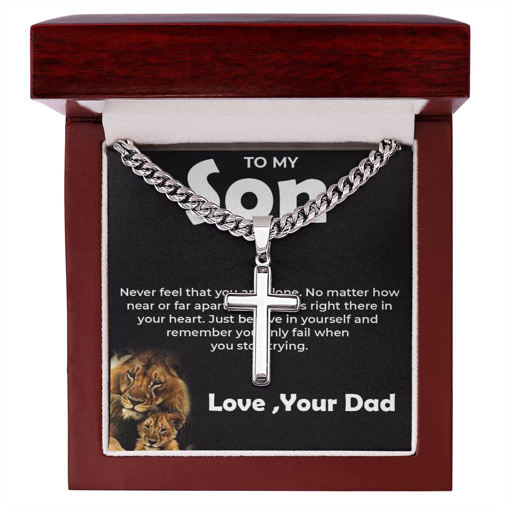 To My Brave Son | Cuban Link Chain with Artisan Cross from Dad