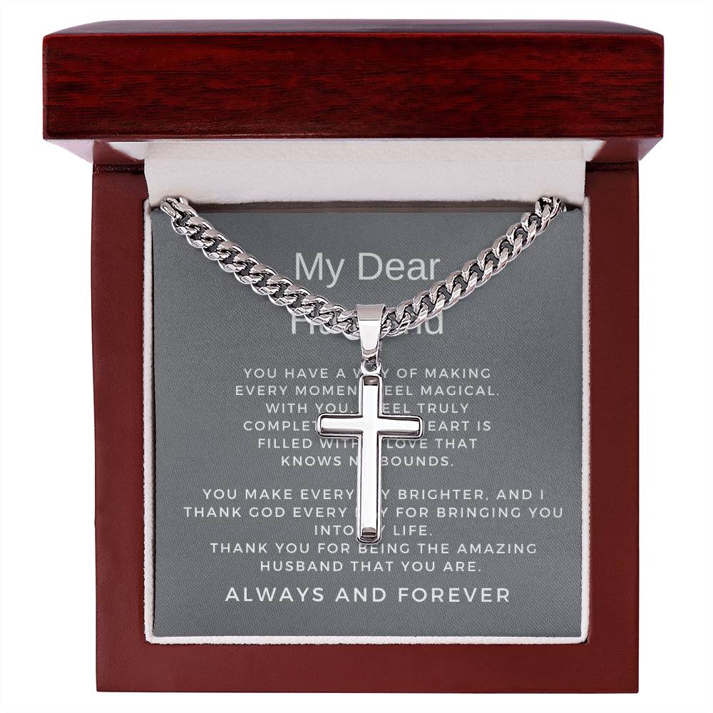 To The Man I Love | Cuban Link Chain with Artisan Cross Necklace for My Husband