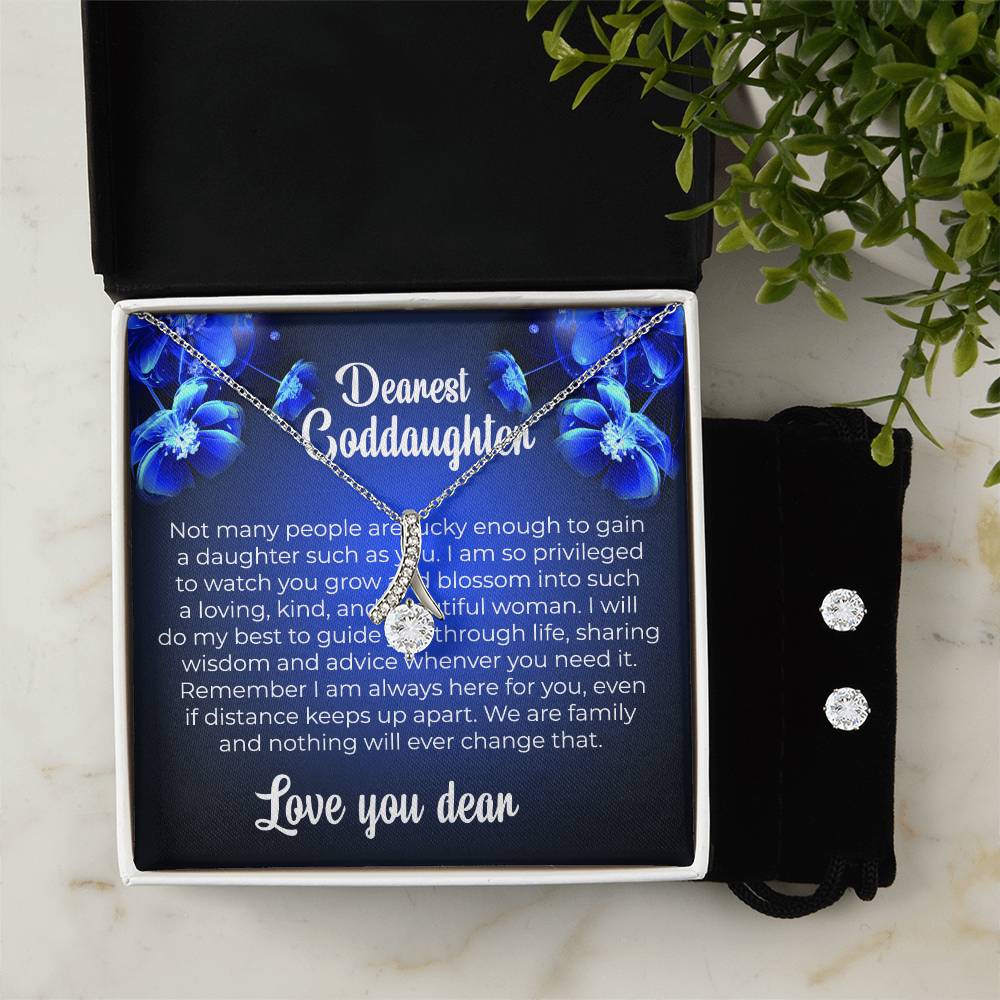Alluring Beauty Necklace & Earring Set | To My Dearest Goddaughter | A Treasure That Shines with Love | Goddaughter Gift