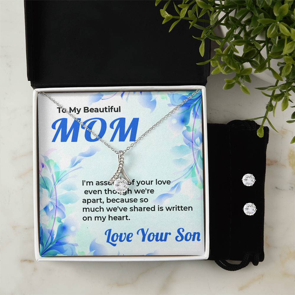 To My Mom | Gorgeous Jewelry Set Featuring Alluring Beauty Design from Son | Necklace Gift For Mom