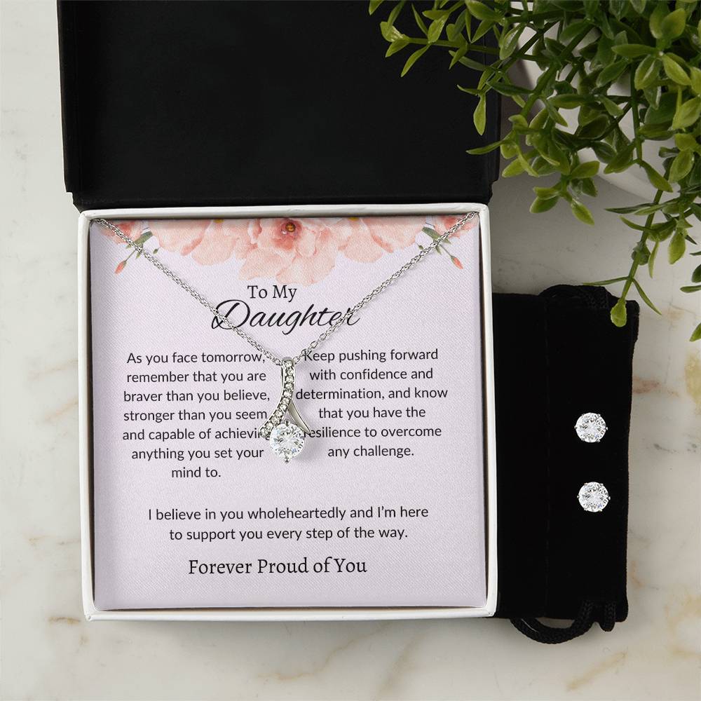 To My Dear Daughter – Heartfelt Beauty Necklace & Earrings Jewelry Bundle Gift From Dad