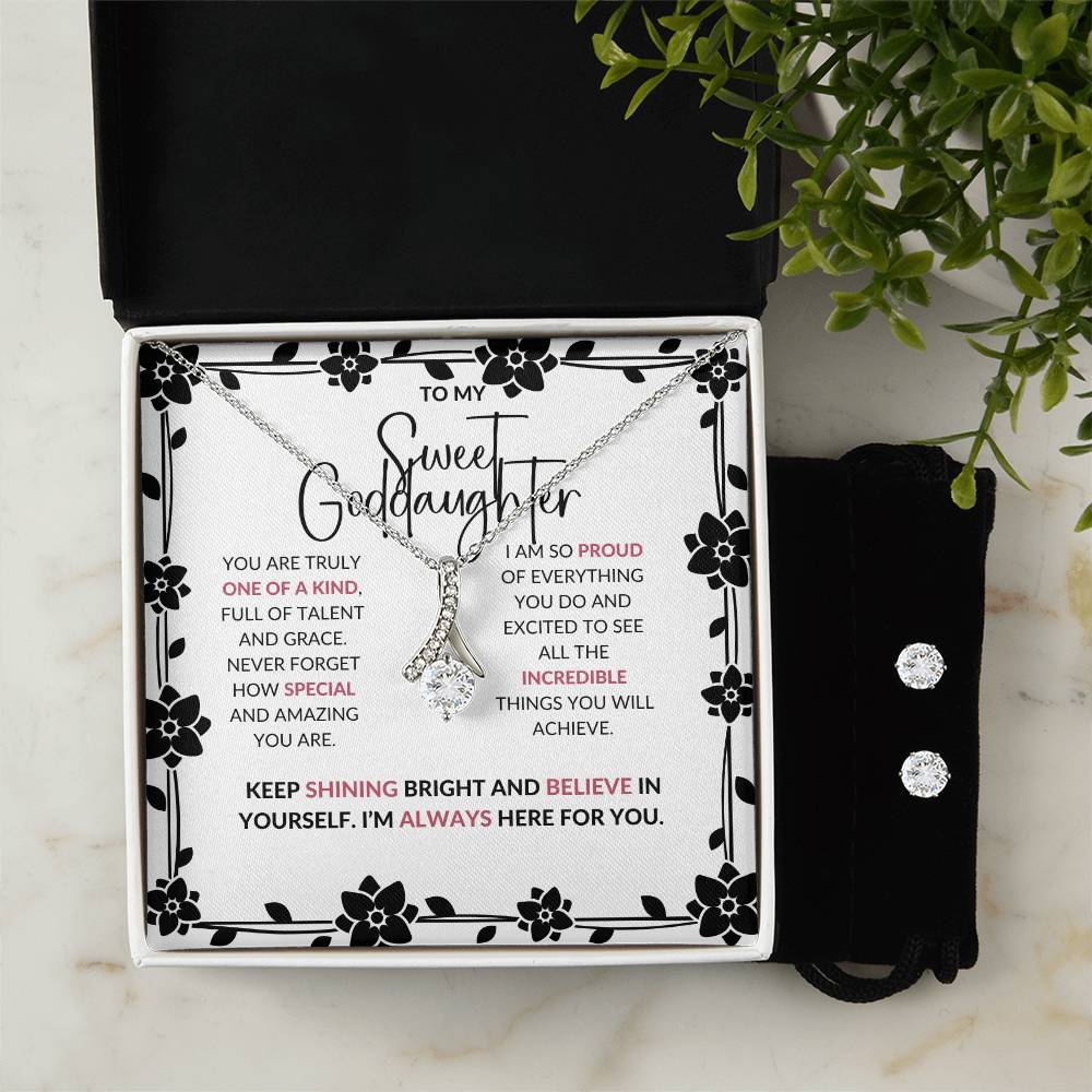 Alluring Beauty Necklace & Earring Set | To My Sweet Goddaughter | Celebrate Her Unique Spirit | Goddaughter Gift