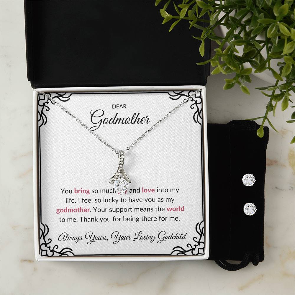 To My Lovely Godmother Alluring Beauty Necklace & Earrings Set – Elegant, Sentimental Gift to Celebrate a Cherished Godmother | Godmother Gift