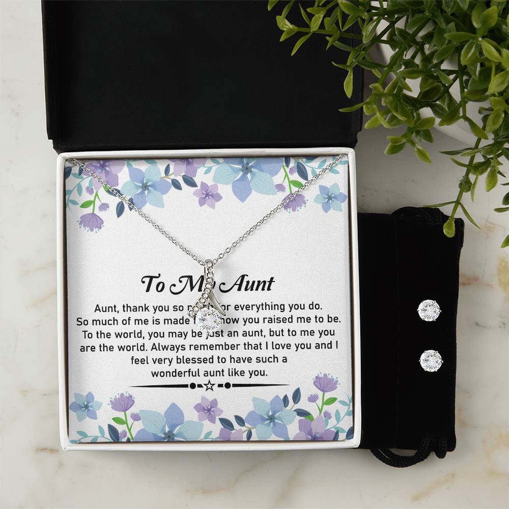 To My Aunt Necklace & Earrings Gift Set– Alluring Beauty Earrings & Necklace Set For Aunt - SOUVMOUR