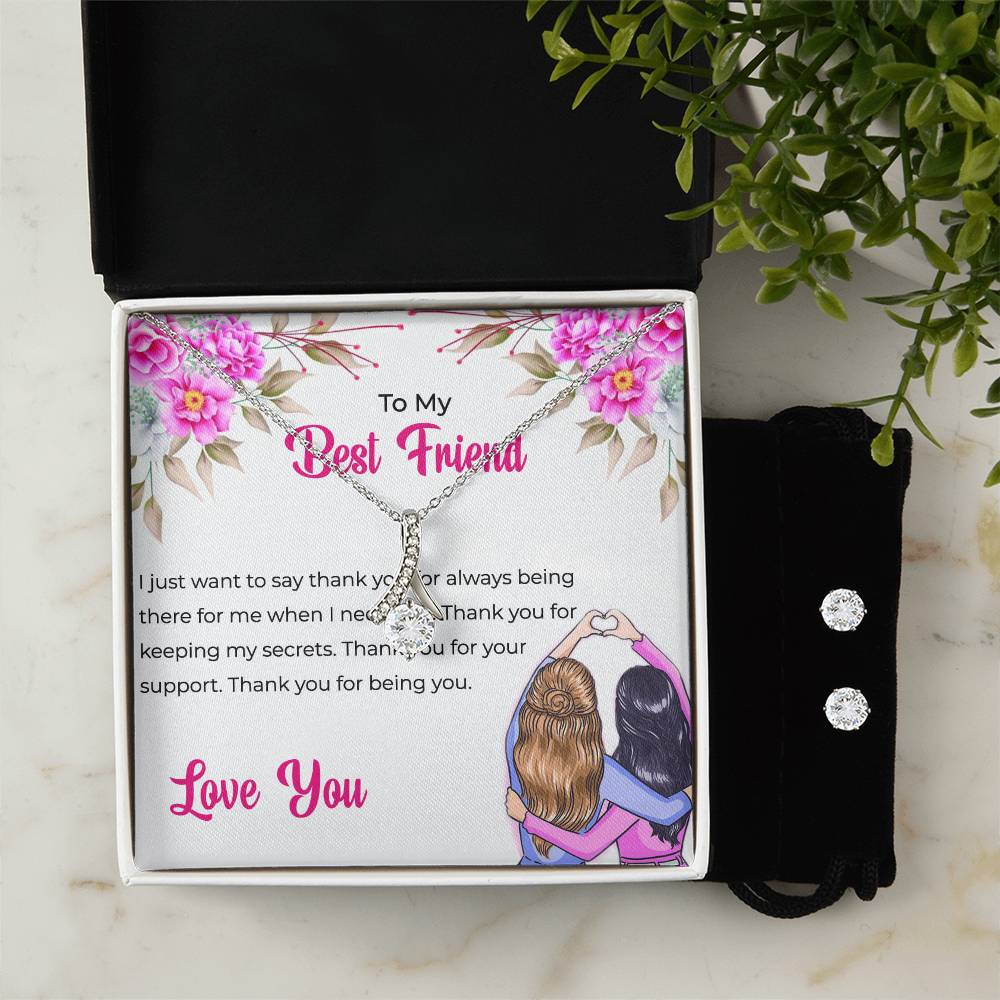 To My Lifetime Best Friend - Alluring Beauty Necklace and Earrings Set | Gift for Best Friend | Friendship Gift