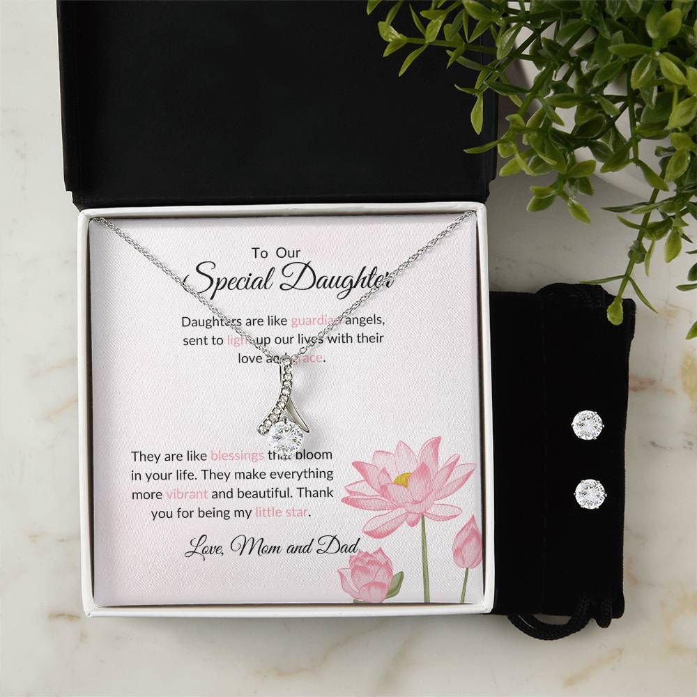 To My Special Daughter – Heartfelt Beauty Necklace & Earrings Bundle Present For Daughter