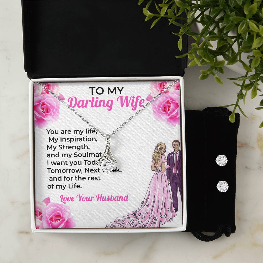To My Darling Wife, My Everything - Beauty Necklace & Earring Set