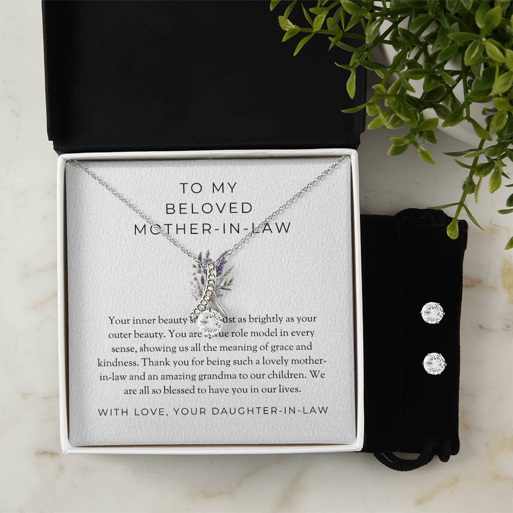 To My Beloved Mother-in-law | Eternal Beauty Necklace | Heartfelt Mother-in-law Gift | Necklace & Earring Set Gift