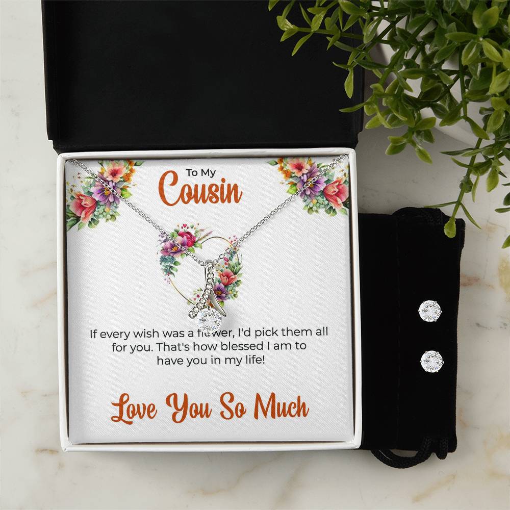 Cousin Necklace | To My Cousin My Best Friend - Alluring Beauty Necklace & Earring Set | Cousin Friendship Necklace