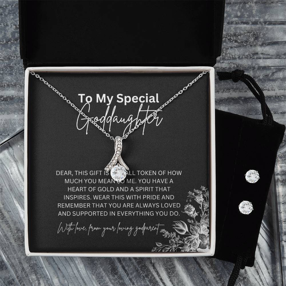 Alluring Beauty Necklace & Earring Set | To My Special Goddaughter | A Gift of Grace and Charm | Goddaughter Gift