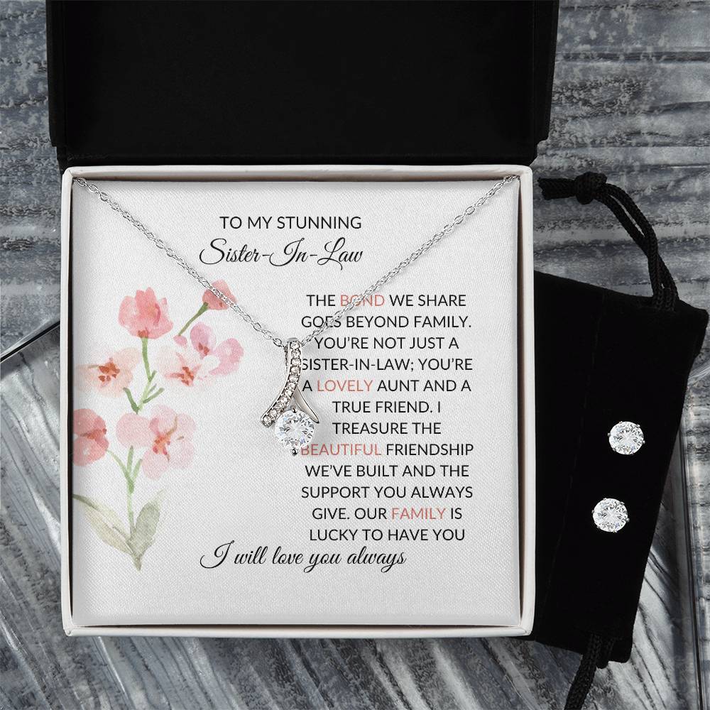To My Stunning Sister-in-Law | Alluring Beauty Necklace & Earring Set | Gift for Sister-in-Law