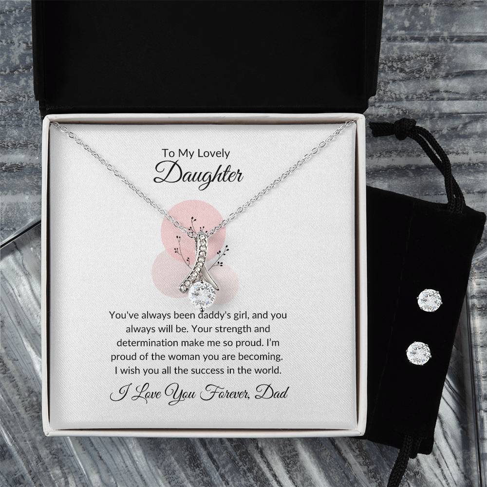 To My Lovely Daughter | Heartfelt Beauty Necklace & Earrings Bundle Gift For Daughter - SOUVMOUR