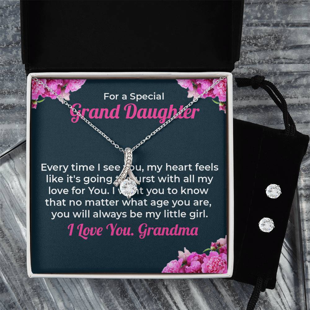 To My Special Granddaughter | Alluring Beauty Necklace & Earring Set, A Gift from Grandma
