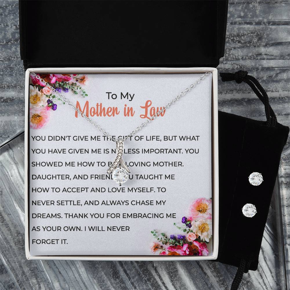 To My Cherished Mother-in-law | Eternal Beauty Necklace | Elegant Mother-in-law Gift | Necklace & Earring Set Gift