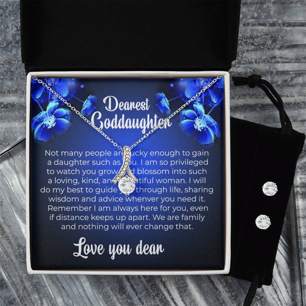Alluring Beauty Necklace & Earring Set | To My Dearest Goddaughter | A Treasure That Shines with Love | Goddaughter Gift