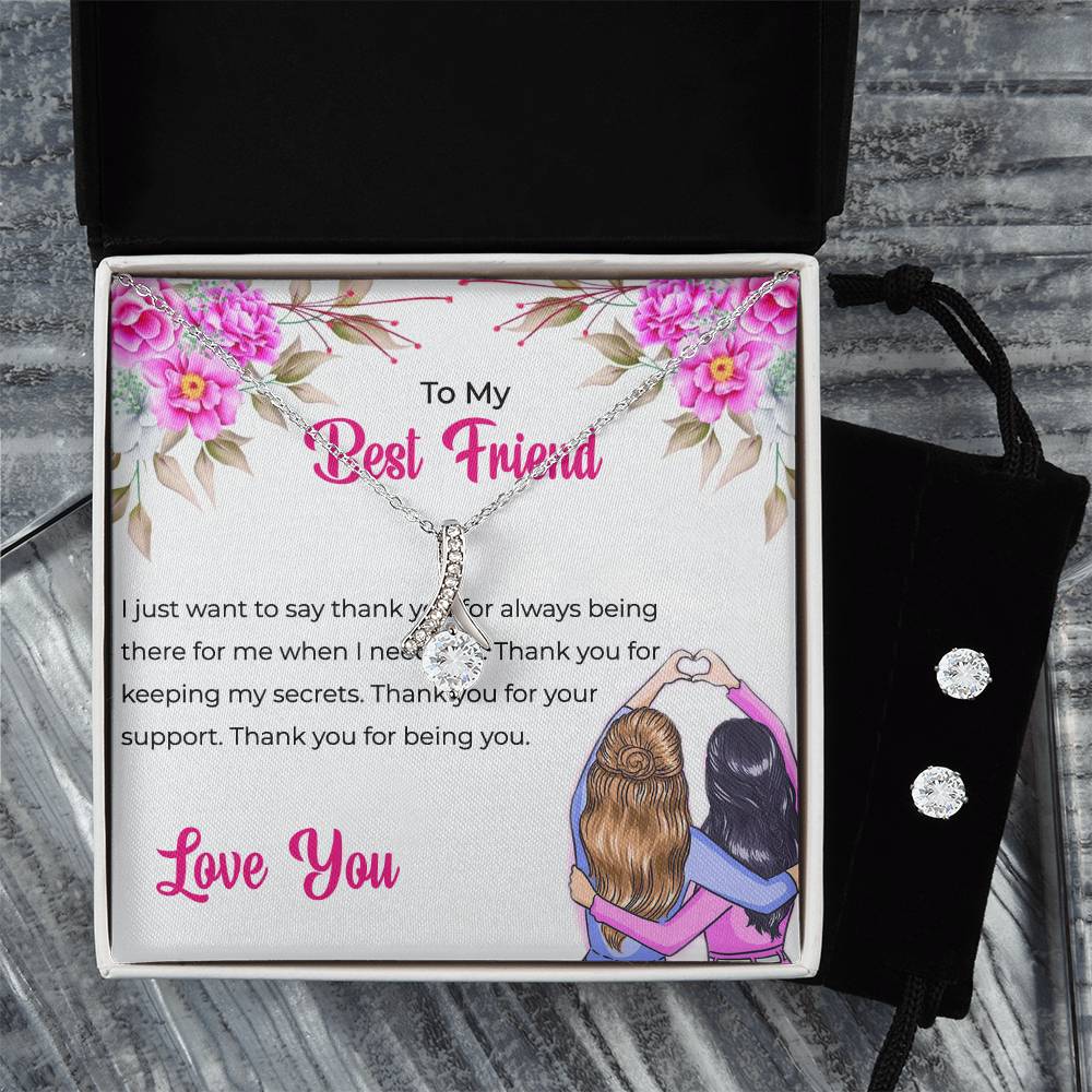 To My Lifetime Best Friend - Alluring Beauty Necklace and Earrings Set | Gift for Best Friend | Friendship Gift
