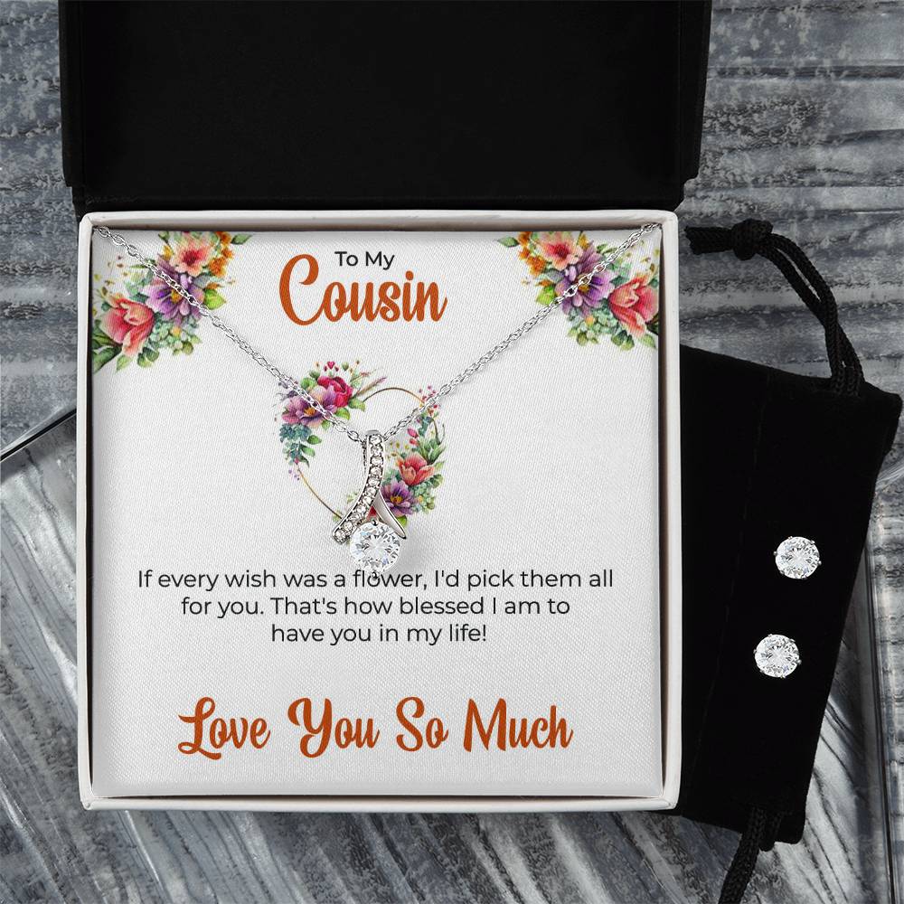 Cousin Necklace | To My Cousin My Best Friend - Alluring Beauty Necklace & Earring Set | Cousin Friendship Necklace