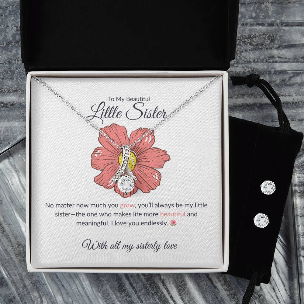 To My Beautiful Little Sister – Necklace & Earrings Set | A Beautiful Gift for a Beautiful Sister